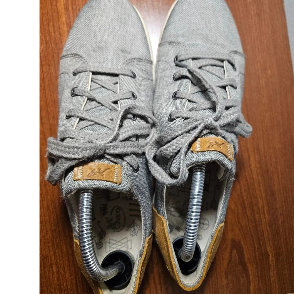 Chaco Canvas Sneakers Mens 11 Grey Tan Low Top Lace Up Outdoor Rugged Utility